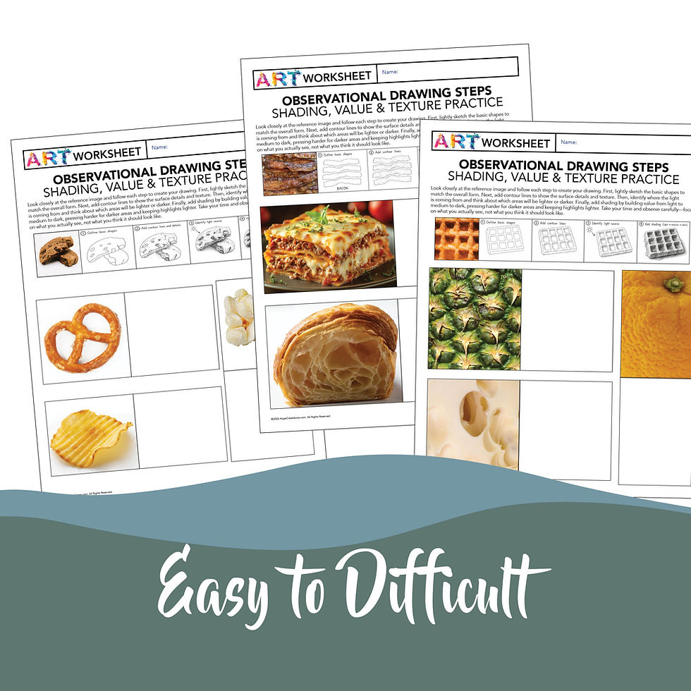 Thumbnail: Food Texture Observational Drawing Worksheets | Shading & Value Art Lesson