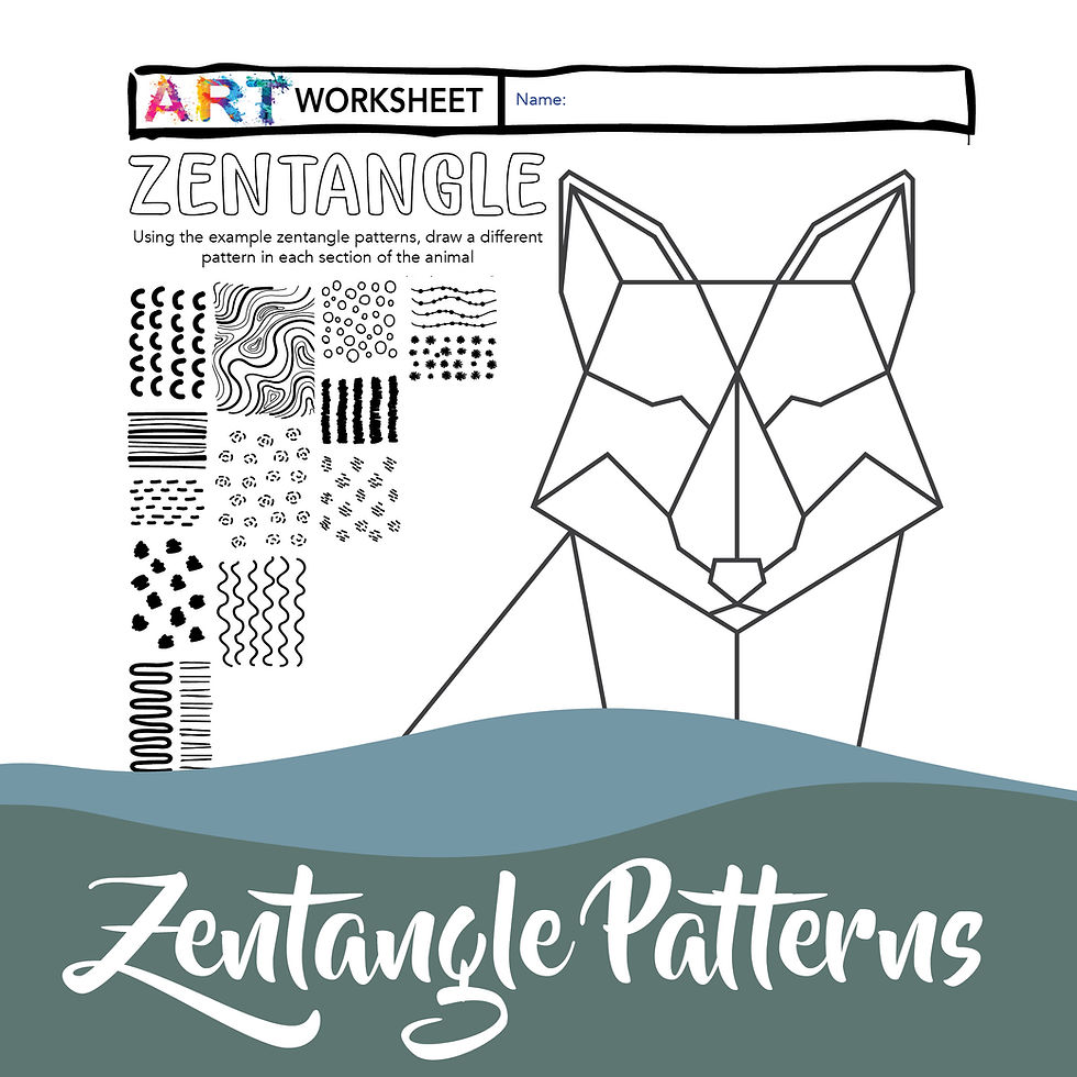 Thumbnail: Art Geometric Pattern Texture Zentangle Drawing Whale Fox Bear Owl Worksheet