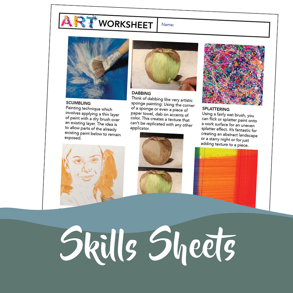 Thumbnail: Art 12 Acrylic Paint Painting Technique Worksheet Activity Lesson Guide Skills