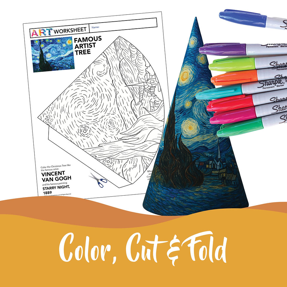 Thumbnail: 3D Cone Christmas Tree Art History Project Famous Artist Coloring Templates