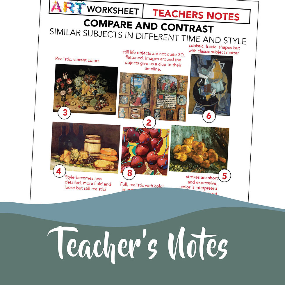 Thumbnail: Art History Still Life Paintings Detective Contrast Compare Sequence Timeline