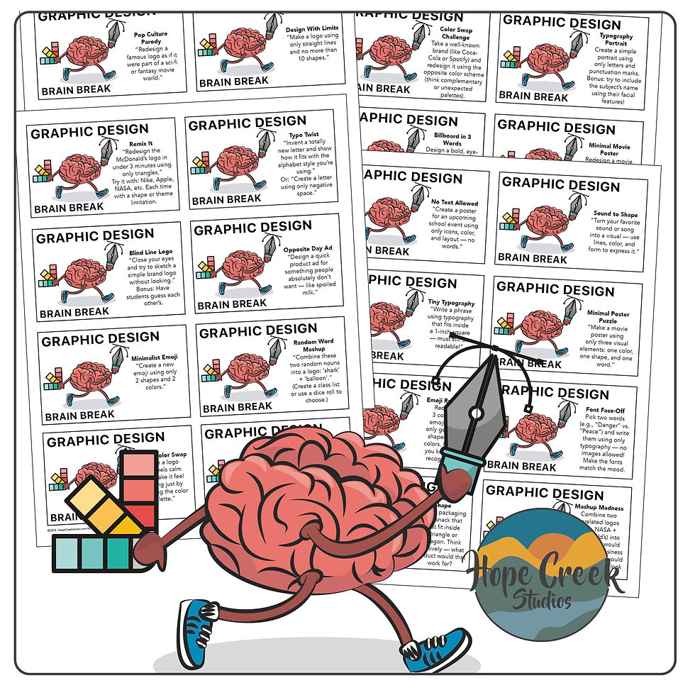 Art Graphic Design Creative Brain Break 32 Cards Bell Ringer Warm Up Sub Plan