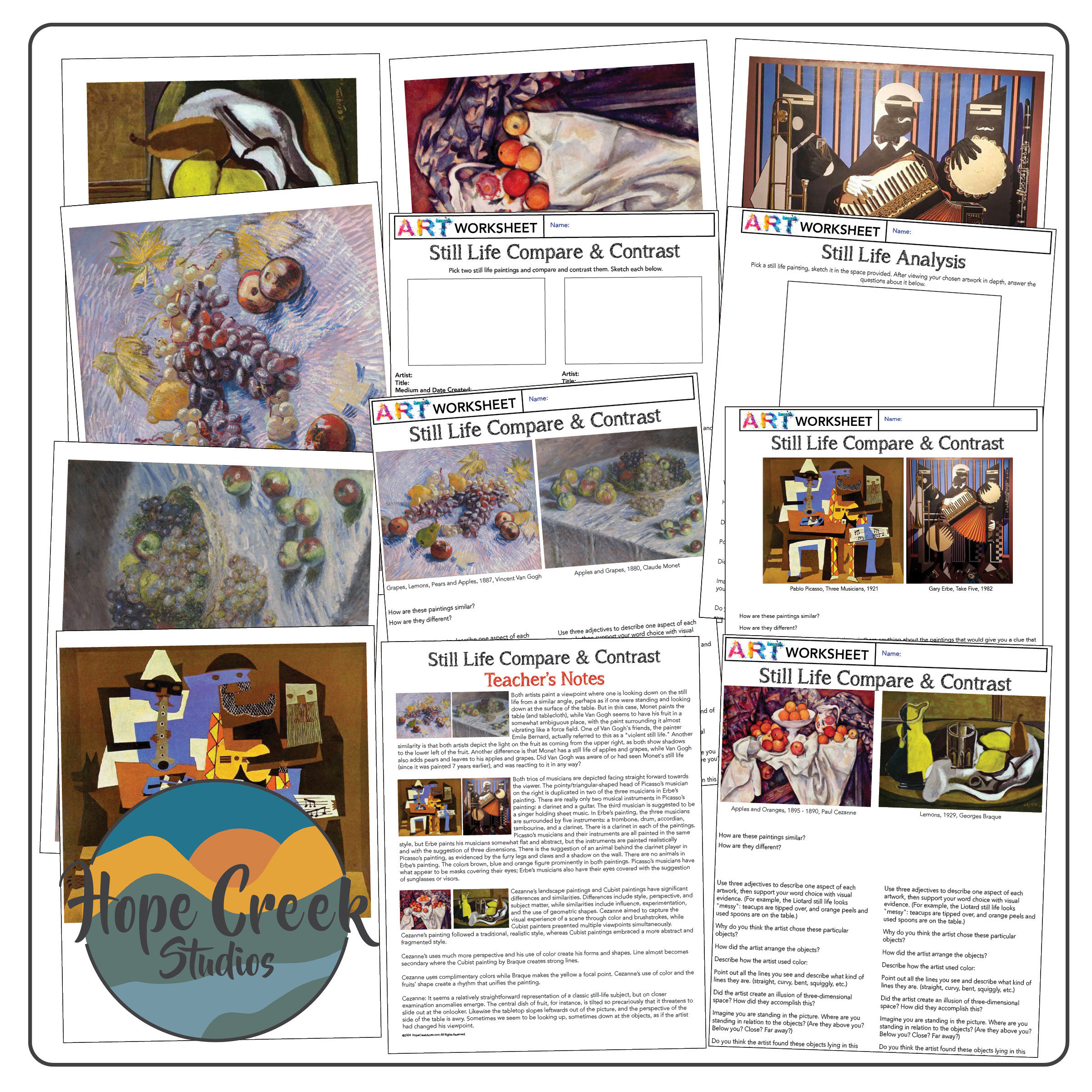 Art & History STILL LIFE Lesson Compare & Contrast Analysis Critique Discussion