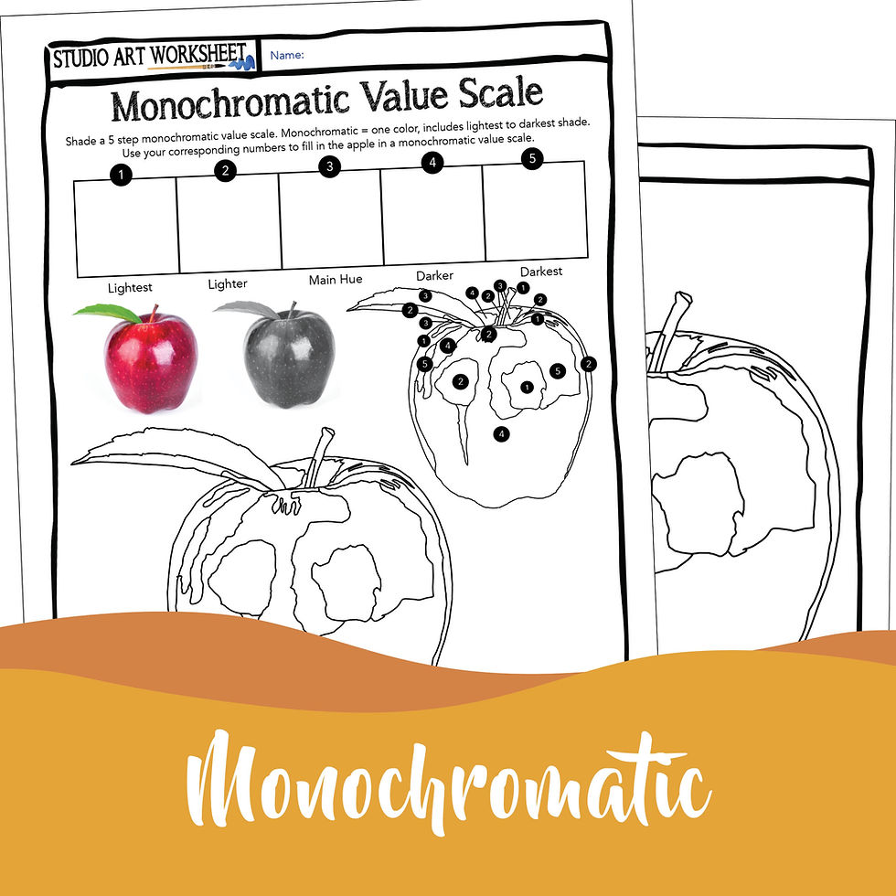 Thumbnail: Art Drawing with Tint Tone Shadow Shading Monochromatic Worksheets Exercises