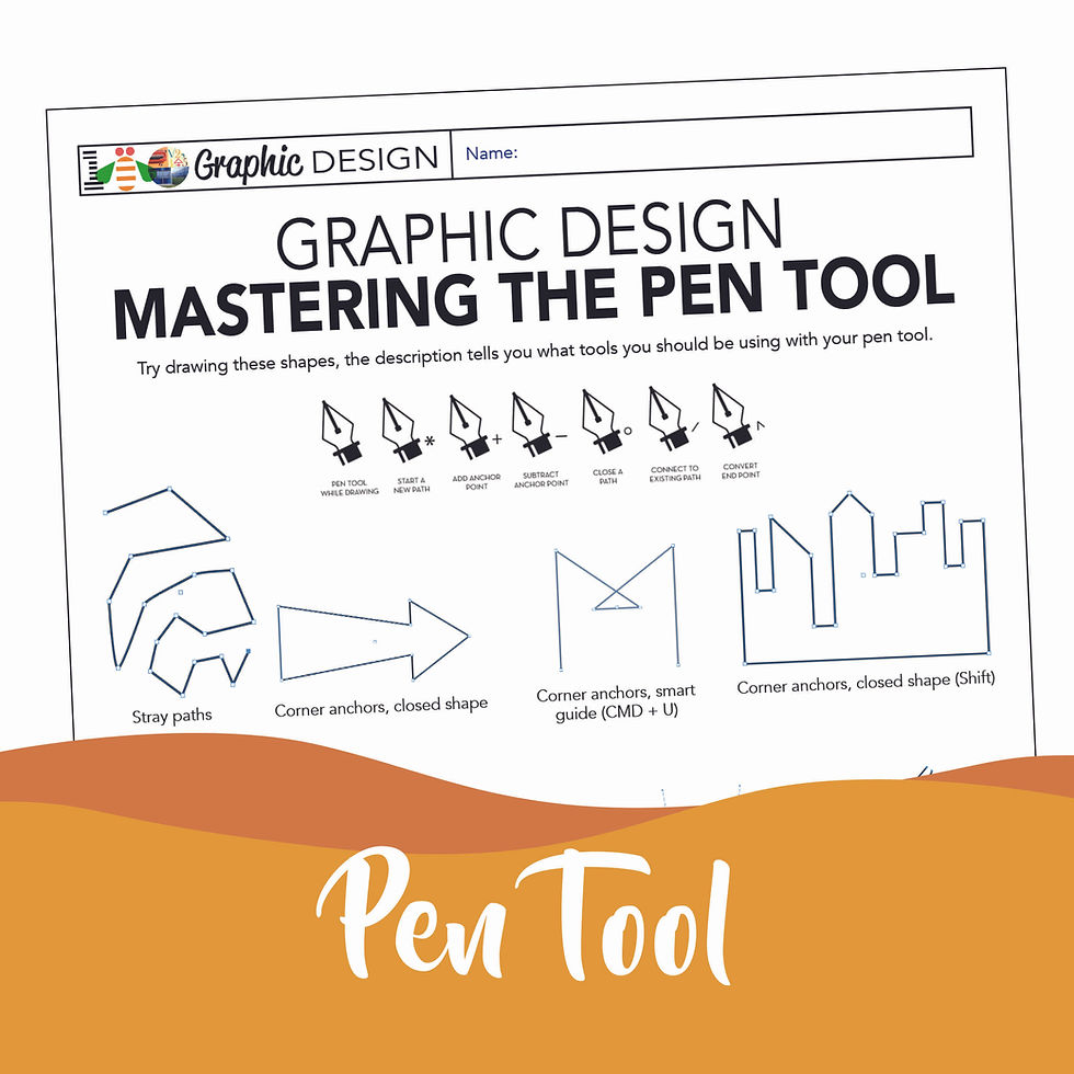 Thumbnail: Art Graphic Design Drawing Pen Tool Skills Challenge Worksheet Excercises Page