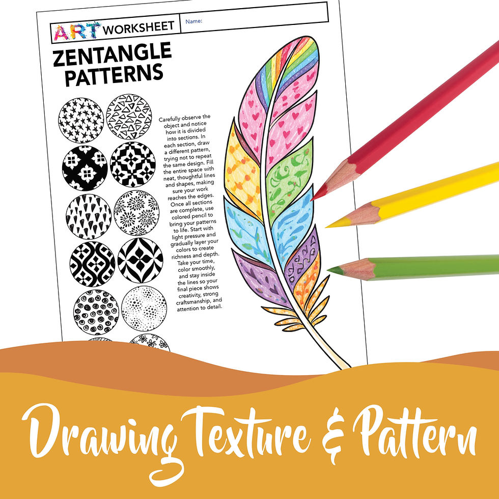 Thumbnail: Art Drawing Worksheet Zentangle Pattern Texture Nature Shells Feather Mushroom