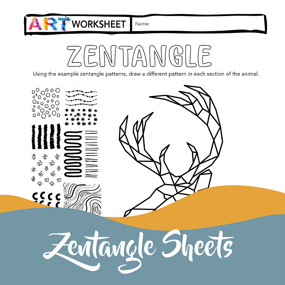 Thumbnail: Geometric Art Pattern & Texture Zentangle Drawing Antler Animals Deer Moose
