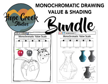 Art Monochromatic Value Scale Tint Shading Drawing Worksheet Color by ...
