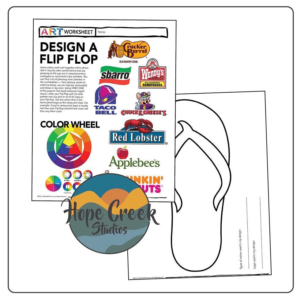 Art Drawing Flip Flop Shoe Restaurant Design Logo Color Theory Worksheet