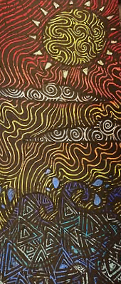 sunrise on the beach scratch art