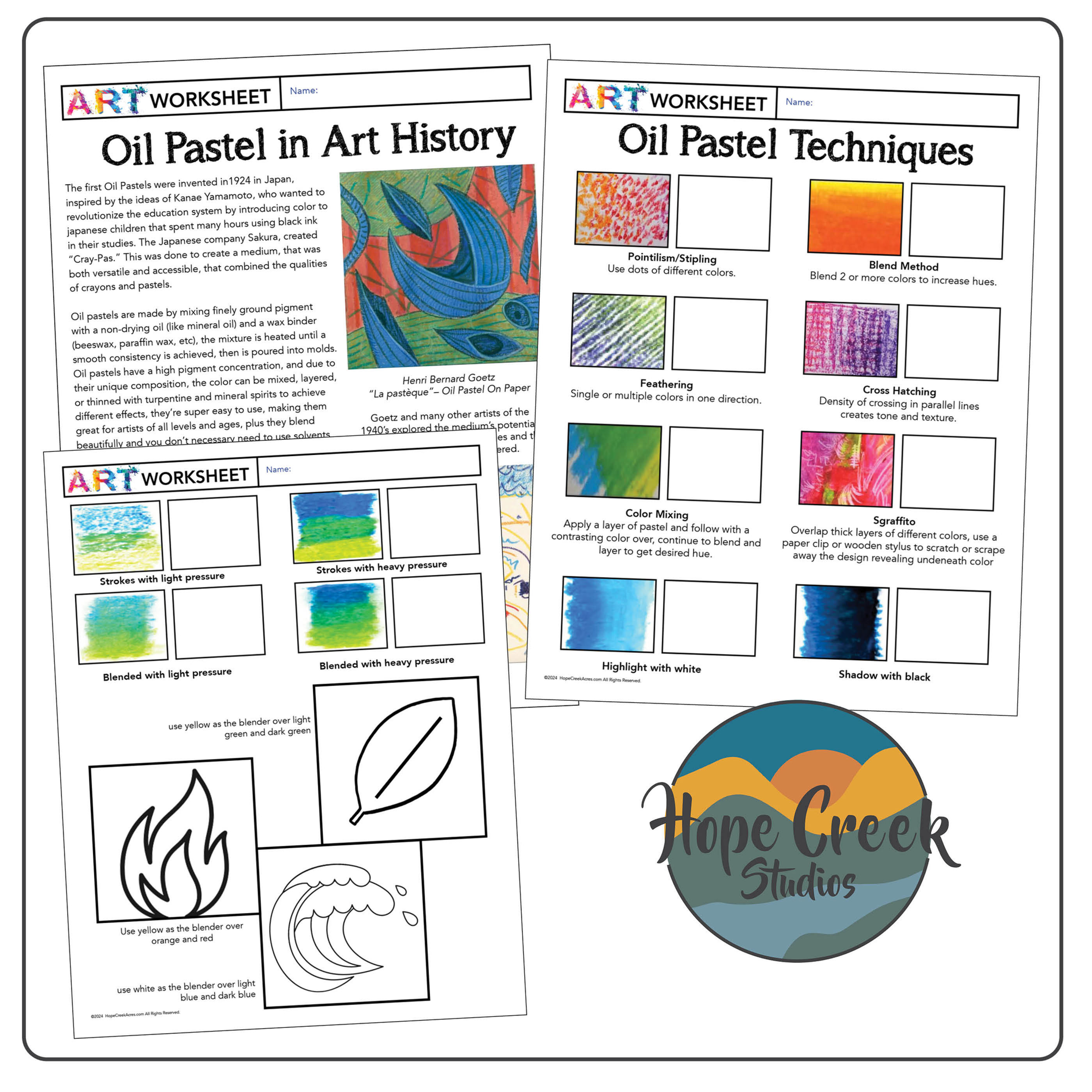 Art History & Skill Drawing Technique Oil Pastel Worksheet Activity Lesson