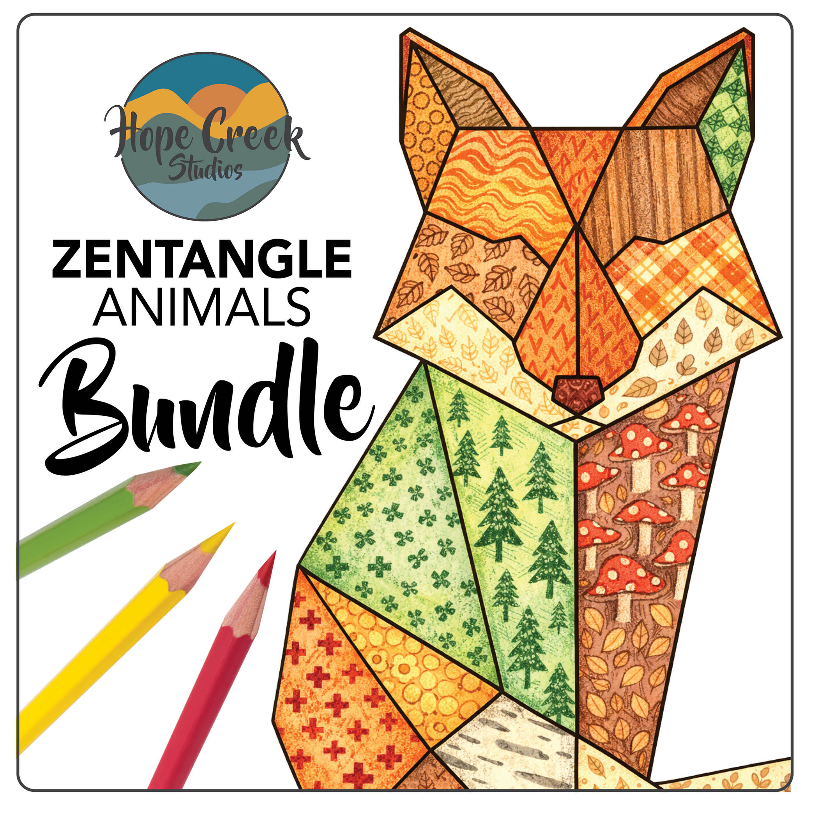 Art Geometric Fractal Pattern Texture Zentangle Drawing Animals Worksheets