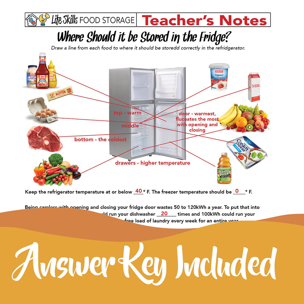 Thumbnail: Life Skills/Family & Consumer Science: Kitchen Food Storage Worksheet Activity