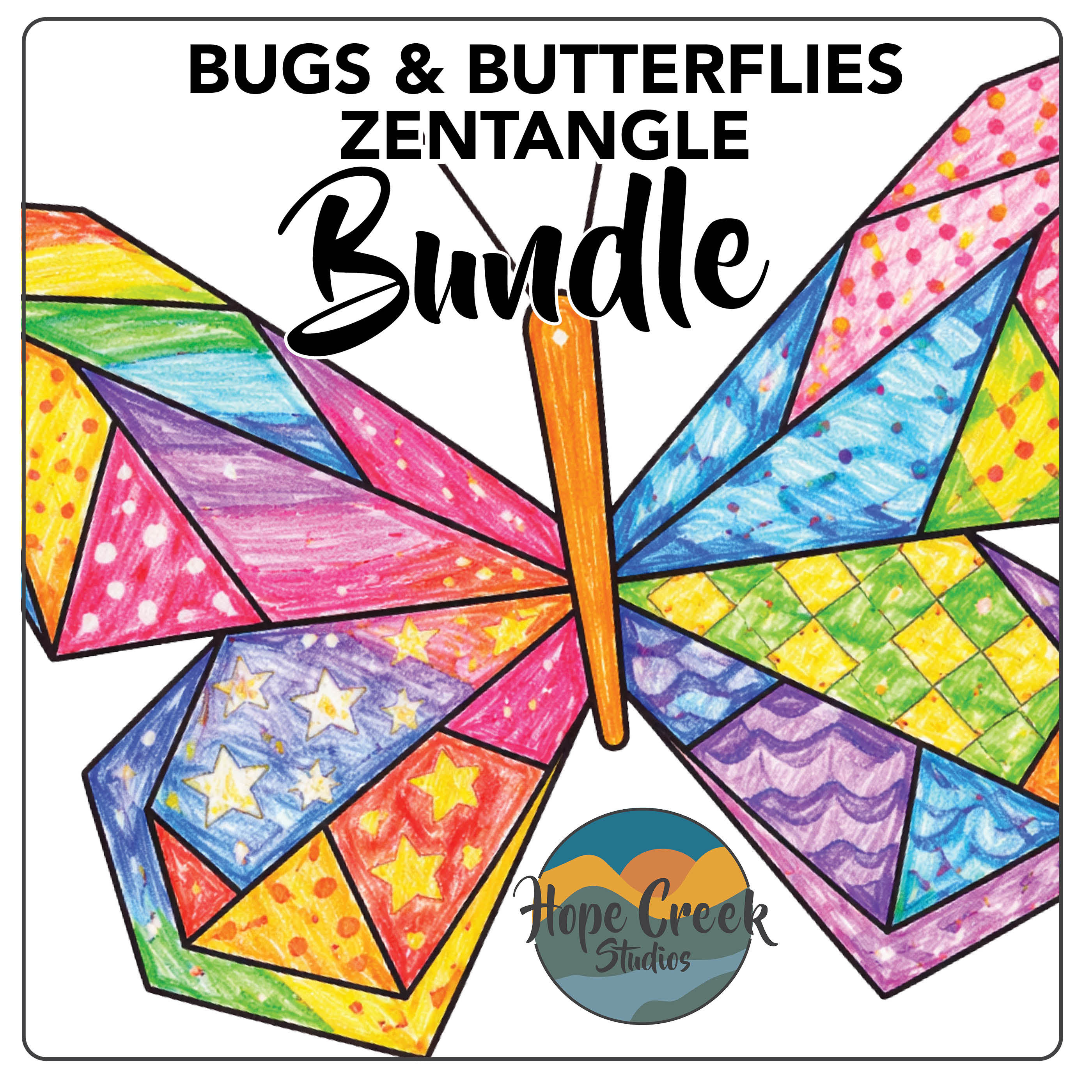 Art Drawing Pattern Texture Zentangle Bugs Butterflies Insect Worksheet Activity