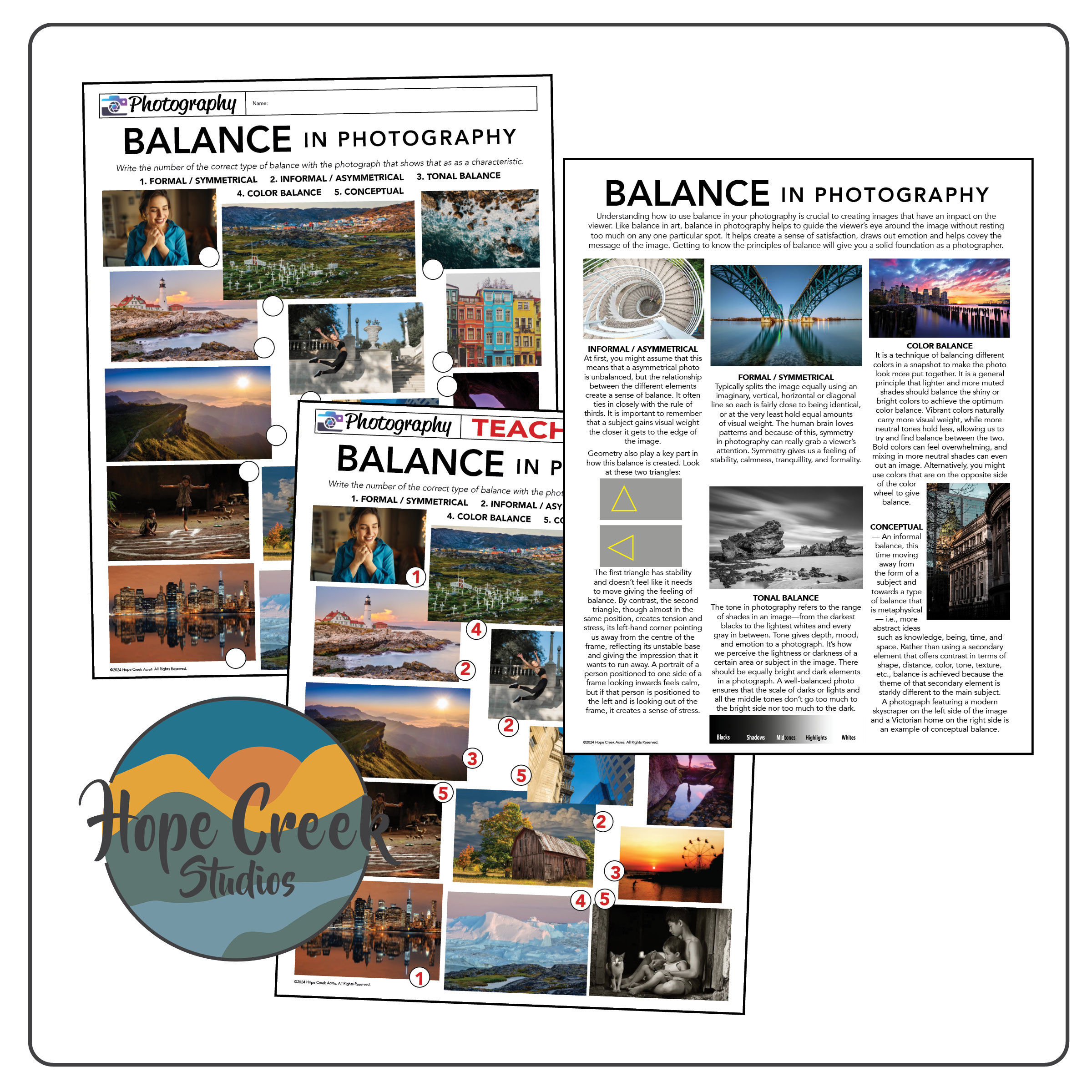 Art Photography Photo Balance Worksheet Composition Rules Tips Poster Handout