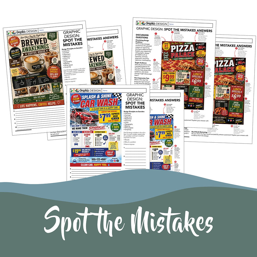 Thumbnail: Graphic Design Spot the Mistakes Activities | Design Critique Worksheet Bundle 2