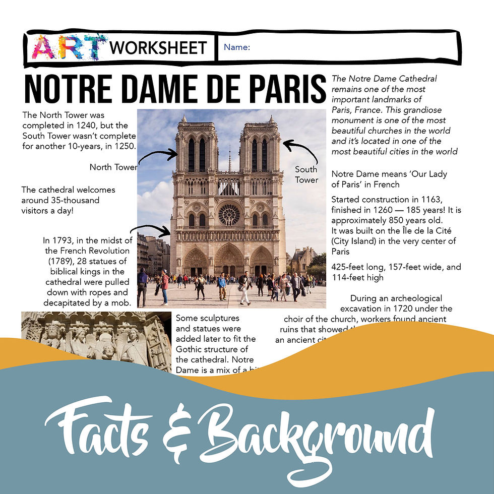 Thumbnail: Paris France ART History Notre Dame Architecture Project Lesson Drawing Bundle