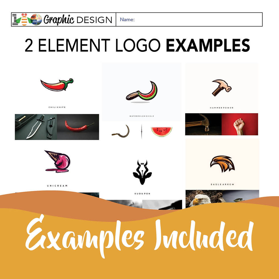 Thumbnail: Graphic Design Art 2 Element Logo Practice Lesson Project Worksheets