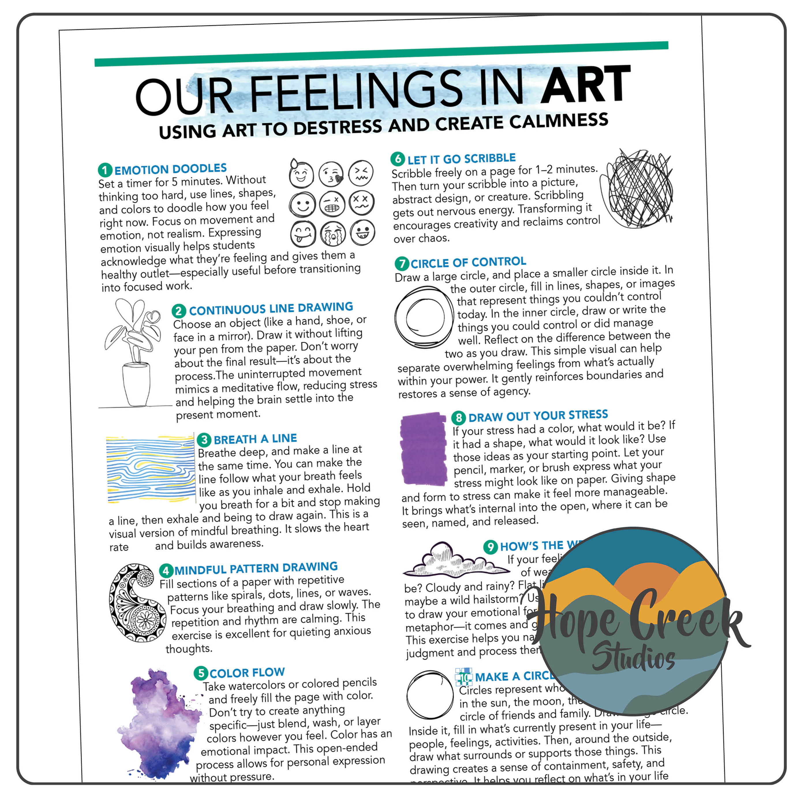 Art Therapy Drawing Emotion Feeling Mental Health Anxiety Calmness Activities