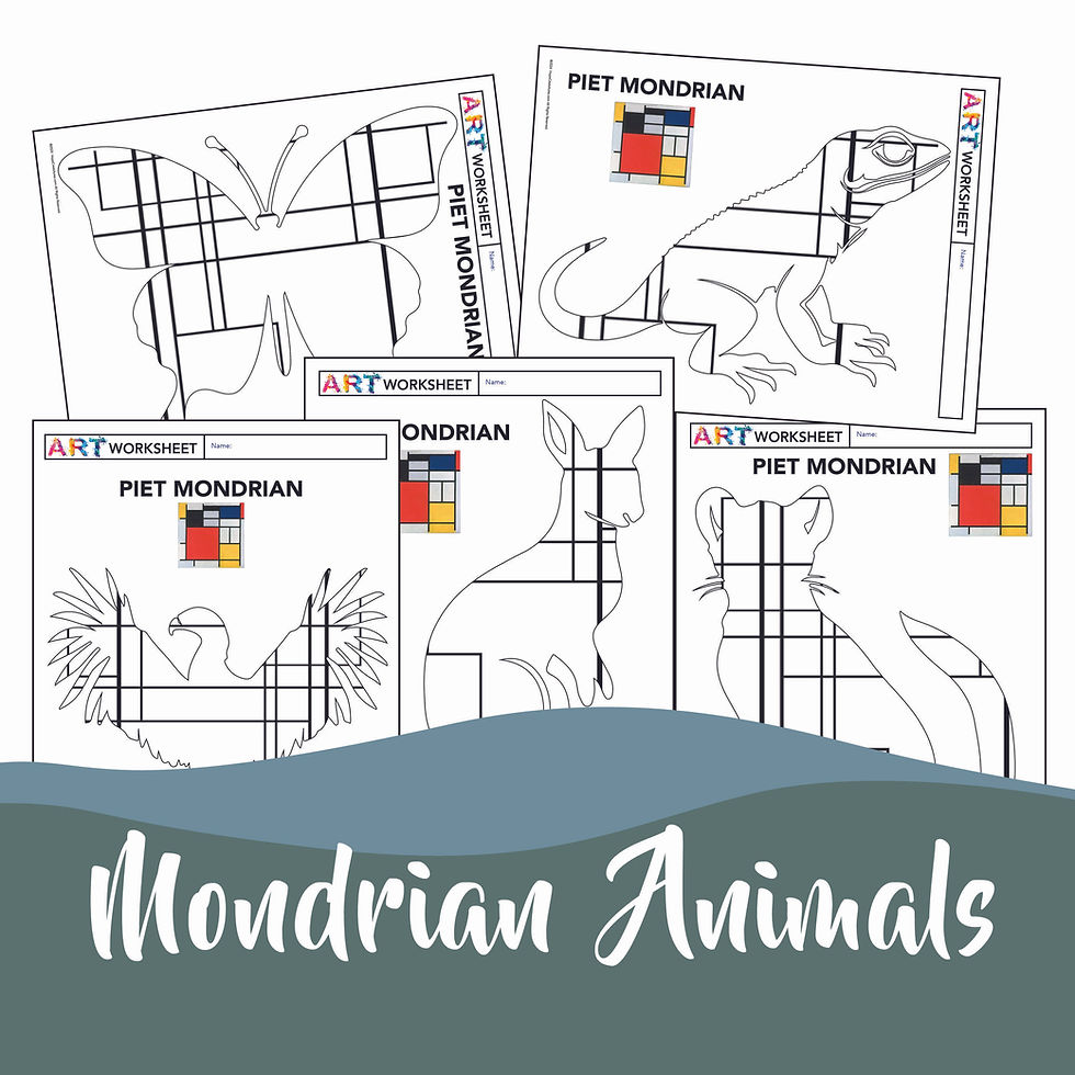 Thumbnail: Art History Artist Piet Mondrian Animals Primary Color & Shape Lesson Project