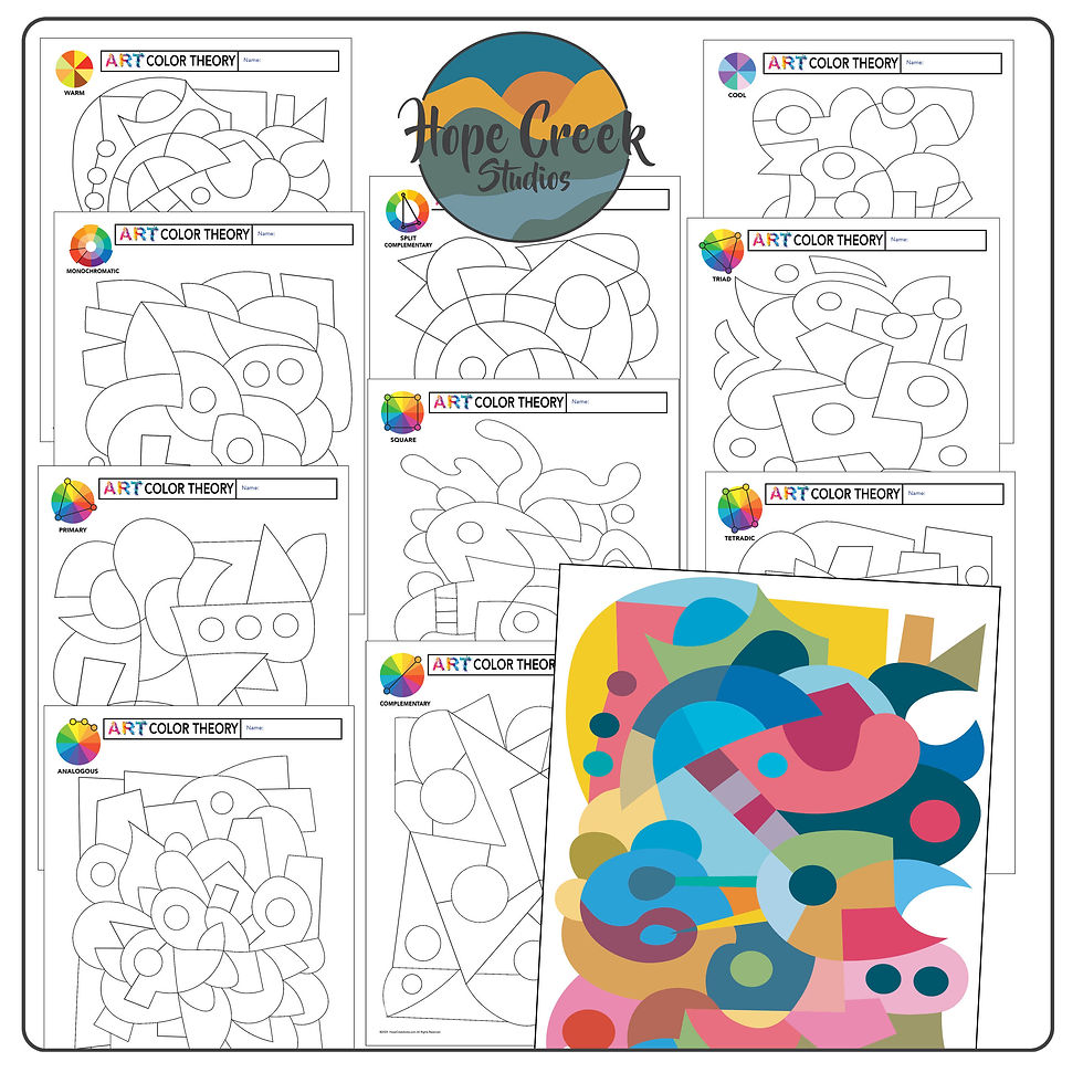Art Color Theory Wheel 10 Worksheets Harmonies Primary Complementary Analogous