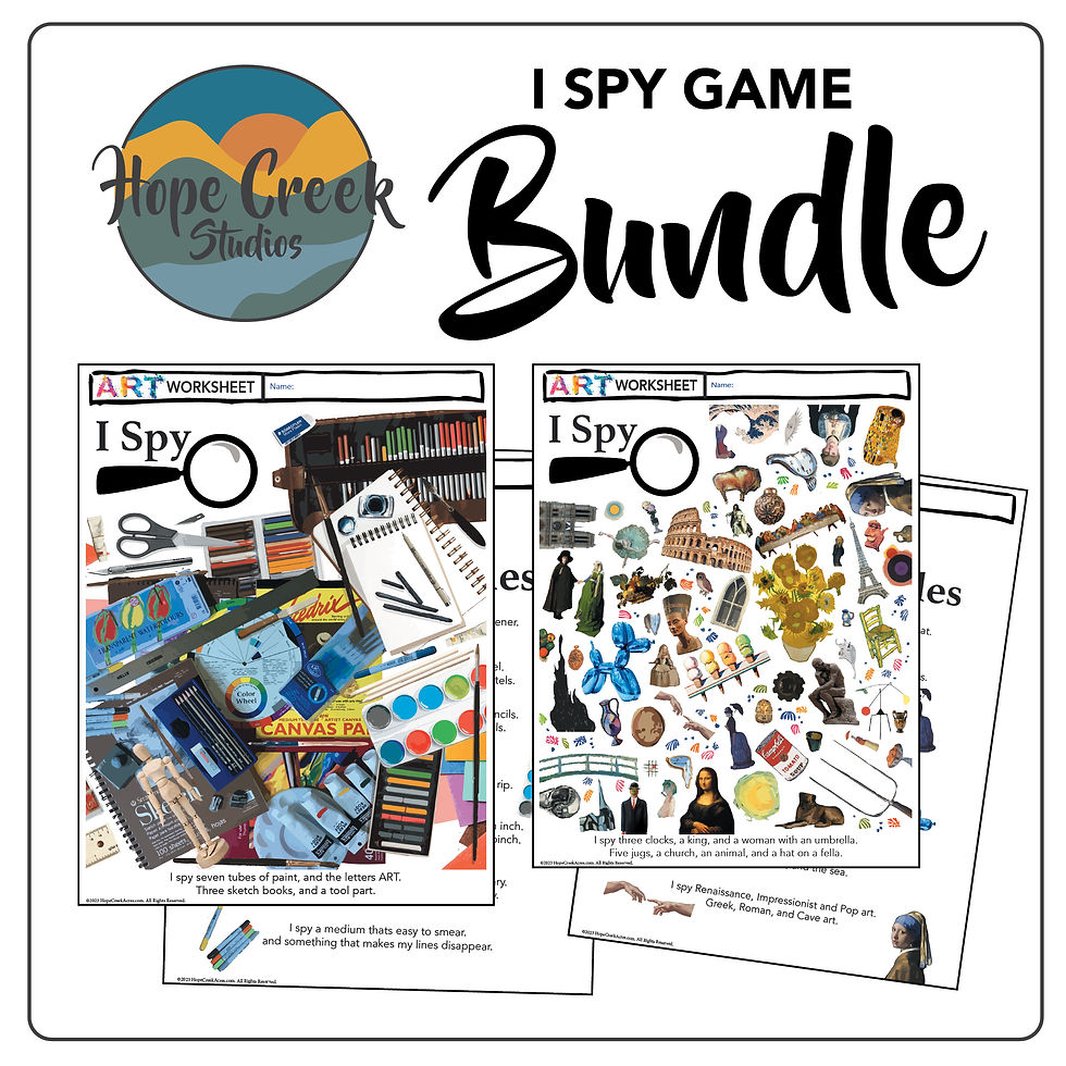 I SPY Seek n' Find ART Game Fun Worksheet Famous Artist Paintings Artist BUNDLE