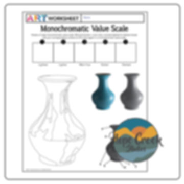 Art Monochromatic Value Scale Tint Shading Drawing Worksheet Color by Number