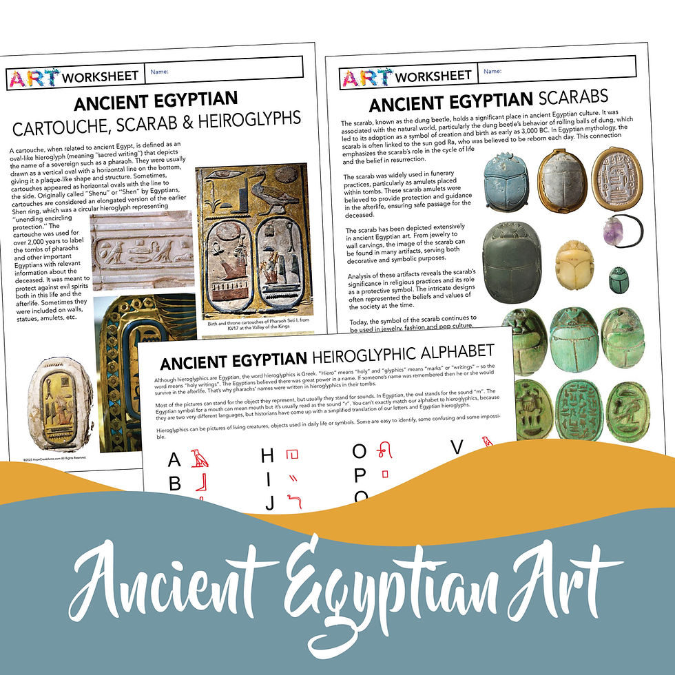 Thumbnail: Art History Ancient Egyptian Cartouche Scarab Hieroglyphics Lesson Project