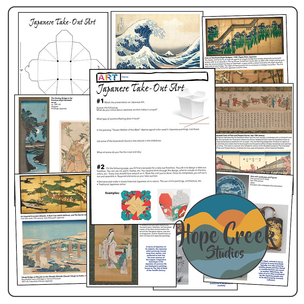 Asian Japanese Take Out Template Pattern ART Lesson Project Worksheet Activity