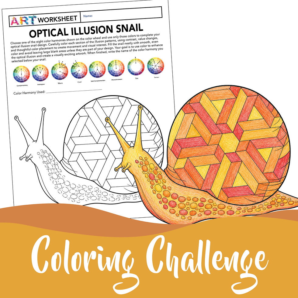 Thumbnail: Optical Illusion Snail Coloring Pages | Color Harmony Art Worksheets | 8 Pack