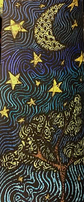 night time in a field scratch art