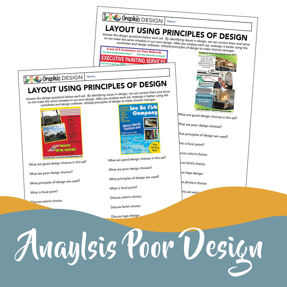 Thumbnail: Art Graphic Design Poor Layout & Principles Analysis Worksheet Activity Lesson 3