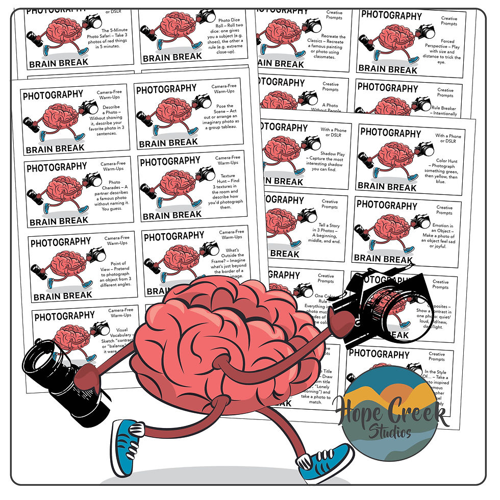 Art Photography Creative Brain Break 32 Cards Bell Ringer Warm Up Sub Plan