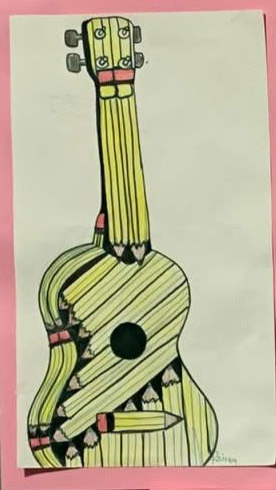 pencil morph drawing - guitar