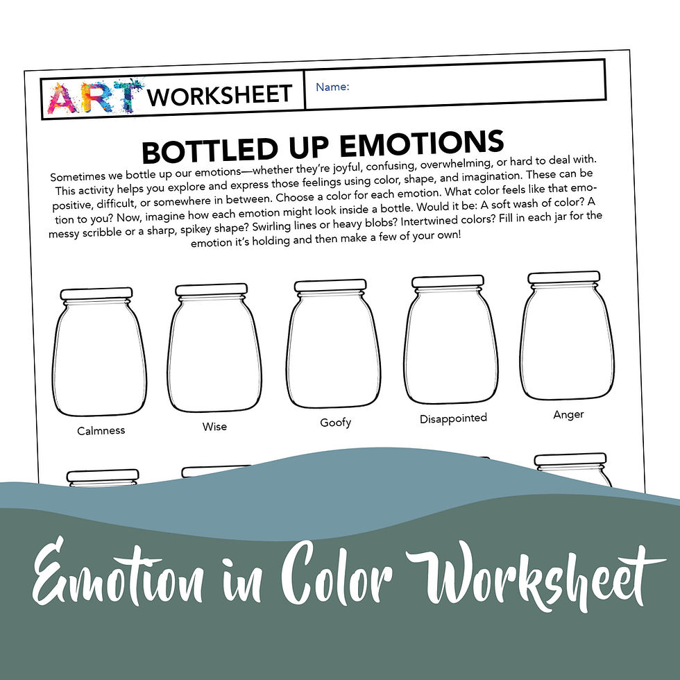 Thumbnail: Art Therapy Mindfulness Bottled Up Emotion Drawing Color Worksheet Activity