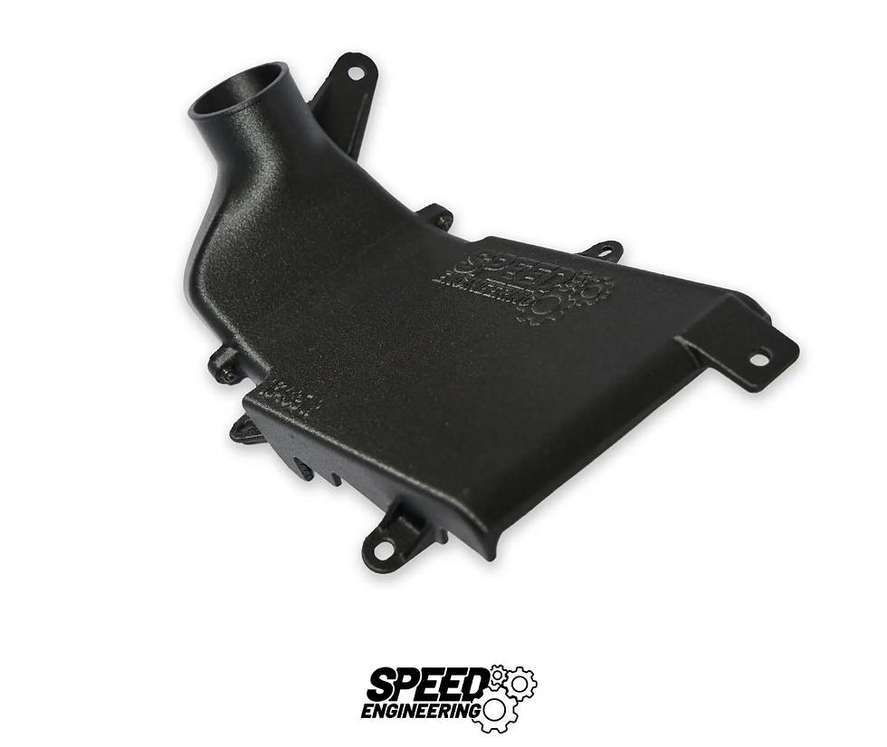 Peça automotiva técnica impressa em 3D com Ultrafuse PA6 GF30, exibindo logotipo SPEED Engineering e qualidade superficial.