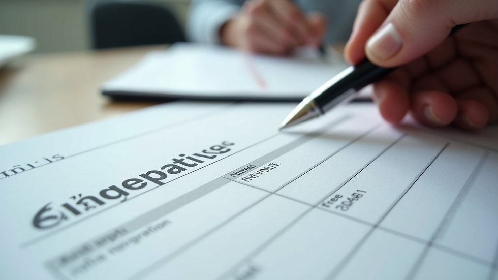 Close-up view of a mortgage application form with a pen