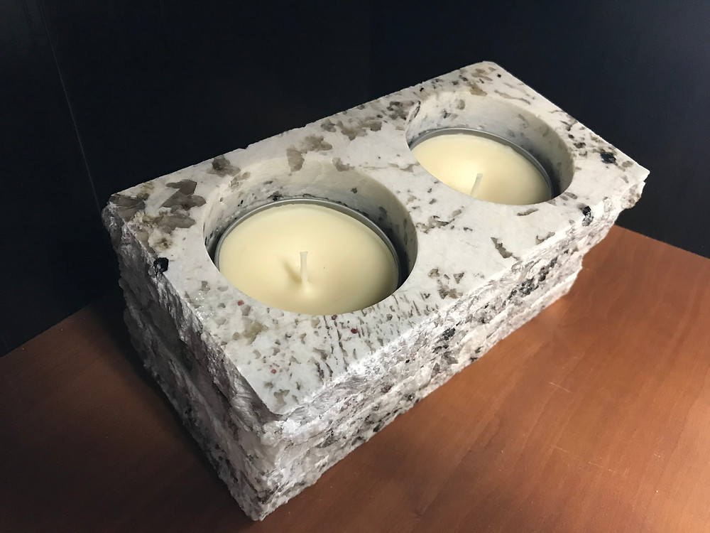 AE Recycled Granite and hand poured candles