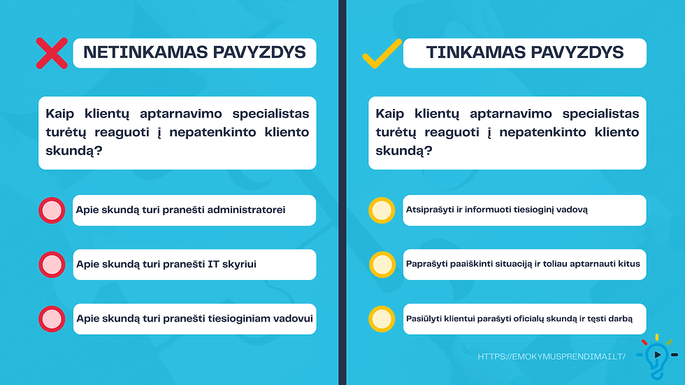 Tinkamas ir netinkamas pavyzdžiai