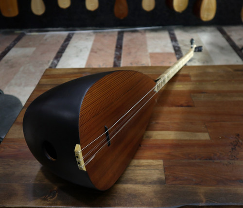 Carved Mulberry (Darkened) Long Neck Saz | Erasaz