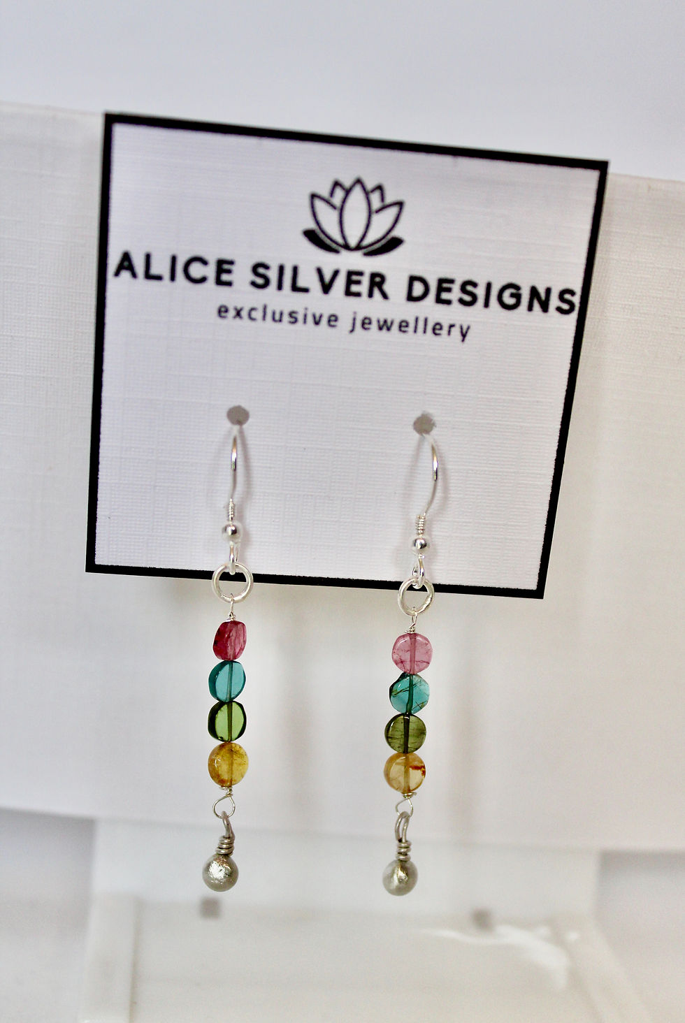 Thumbnail: Tourmaline earrings with silver ball