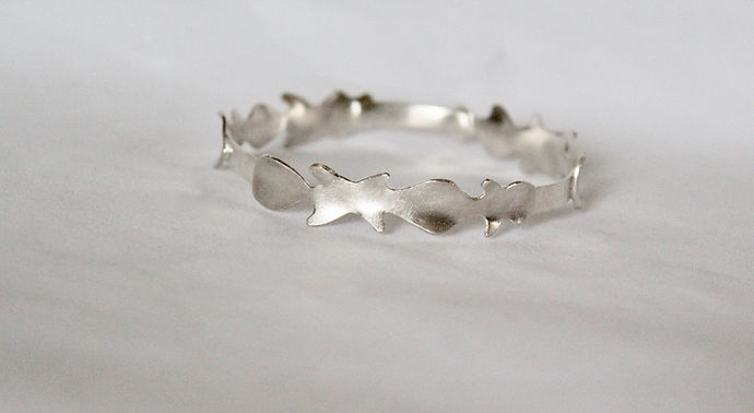 Sterling silver organic symmetry bangle