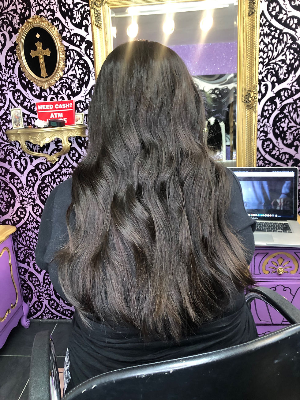 Thumbnail: Dark brown 1B 18 inch luxury clip in & Slavic human hair topper 