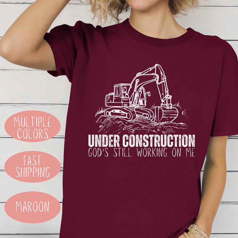Thumbnail: Under Construction T-Shirt Inspirational Unisex Faith Based Shirt Casual Wear 
