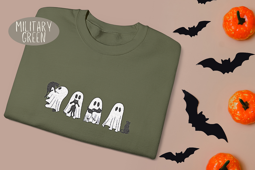 Thumbnail: Cute Ghosts Holding Cats Tee Funny Halloween Cat Lover Tee Spooky Ghost Cat Tee