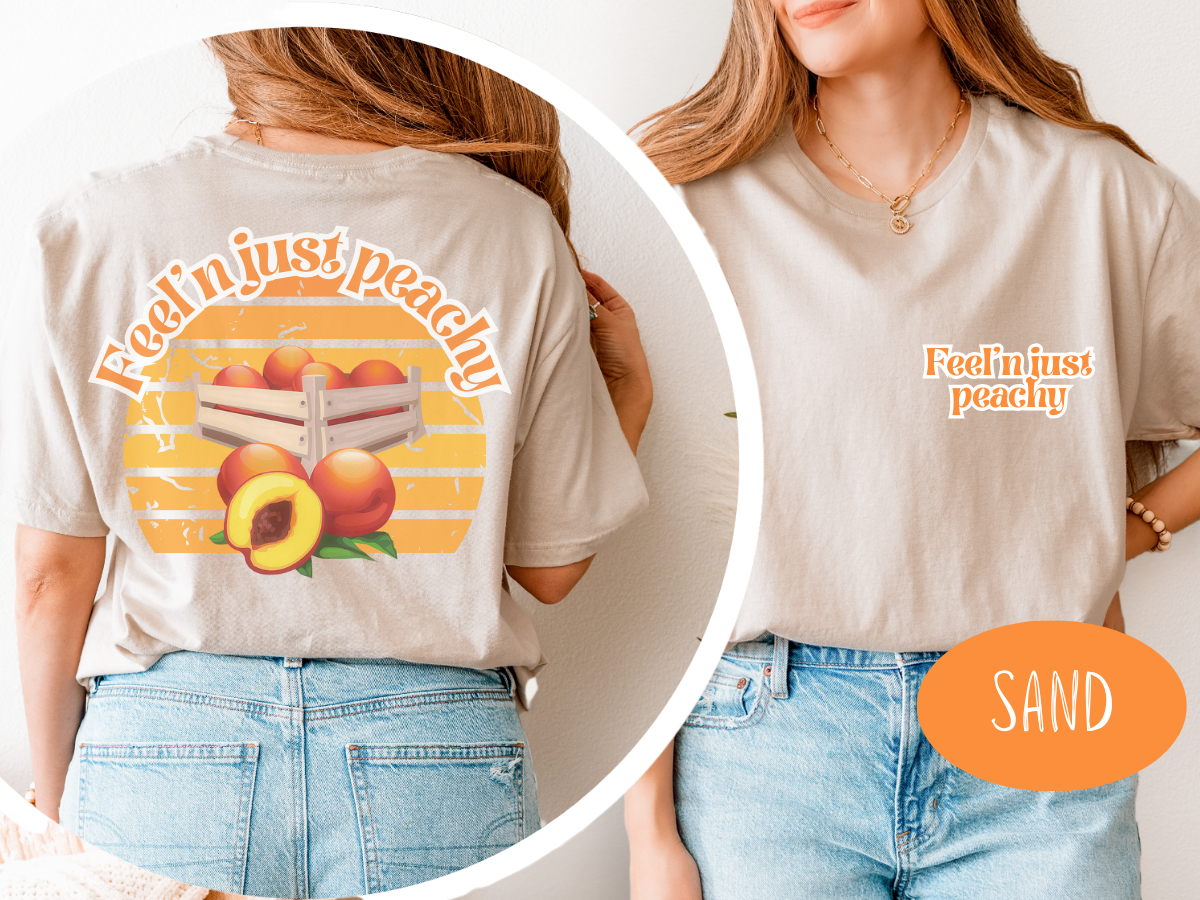 Peachy Vibes T-Shirt, Retro Mama Tee, Cute Fruit Top, Summer Graphic Shirt