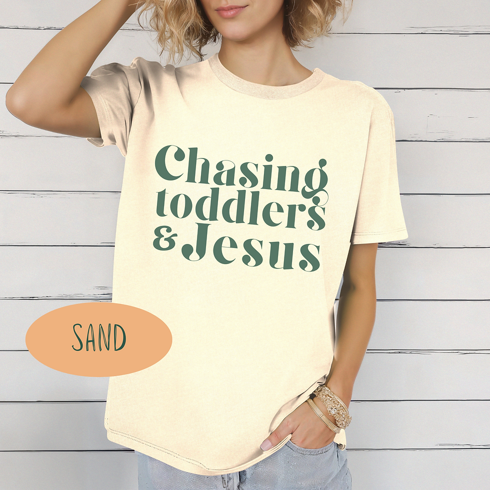 Thumbnail: Chasing Toddlers and Jesus Shirt – Christian Mom Life Tee – Faith Mama T-Shirt