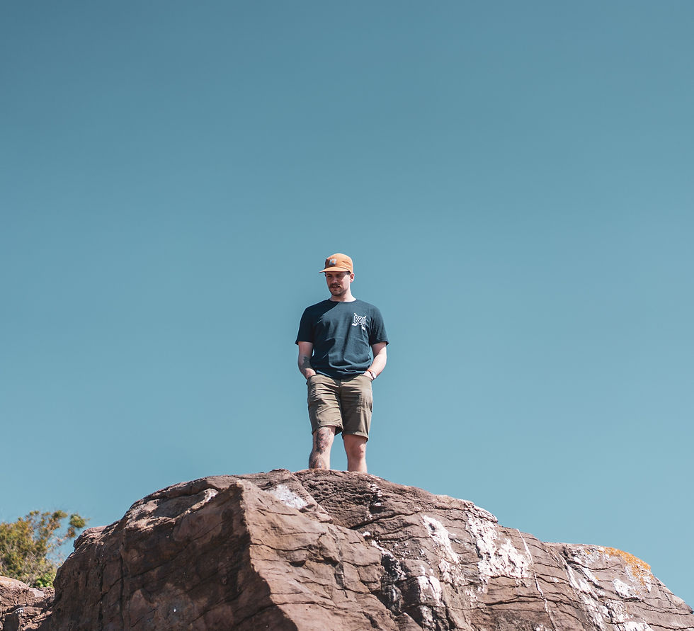 Thumbnail: Cross sticks T-Shirt eco friendly modelled by Thomas Murdy mad Dog
