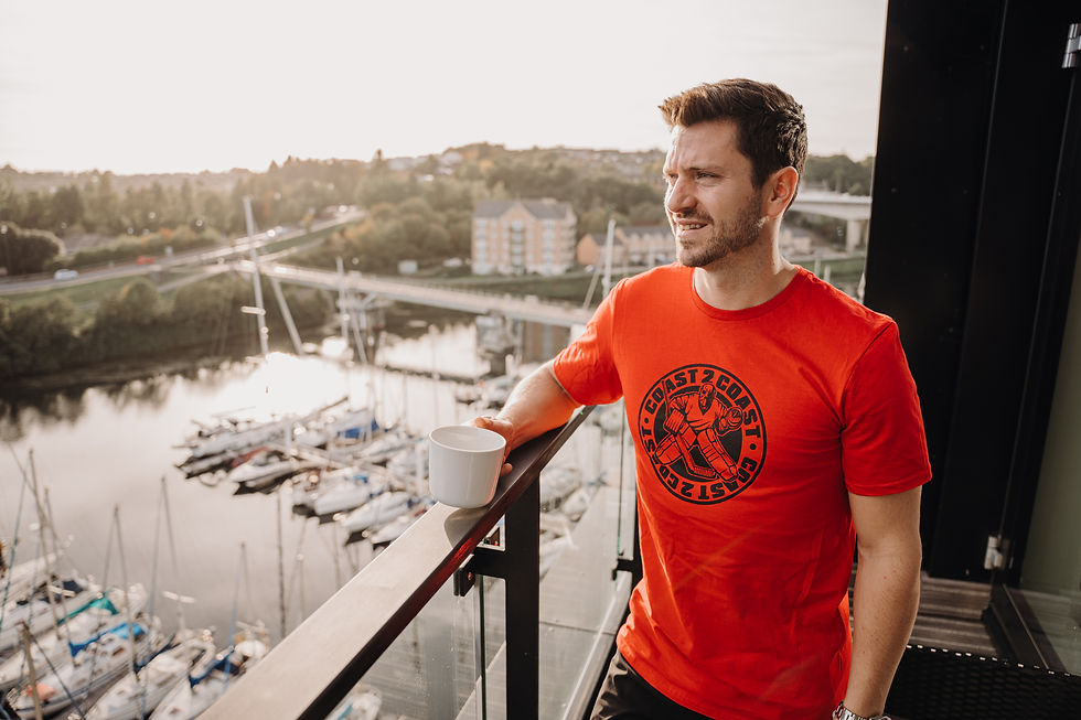 Thumbnail: Joey Martin Ice Hockey player wearing Goalie Stamp T shirt