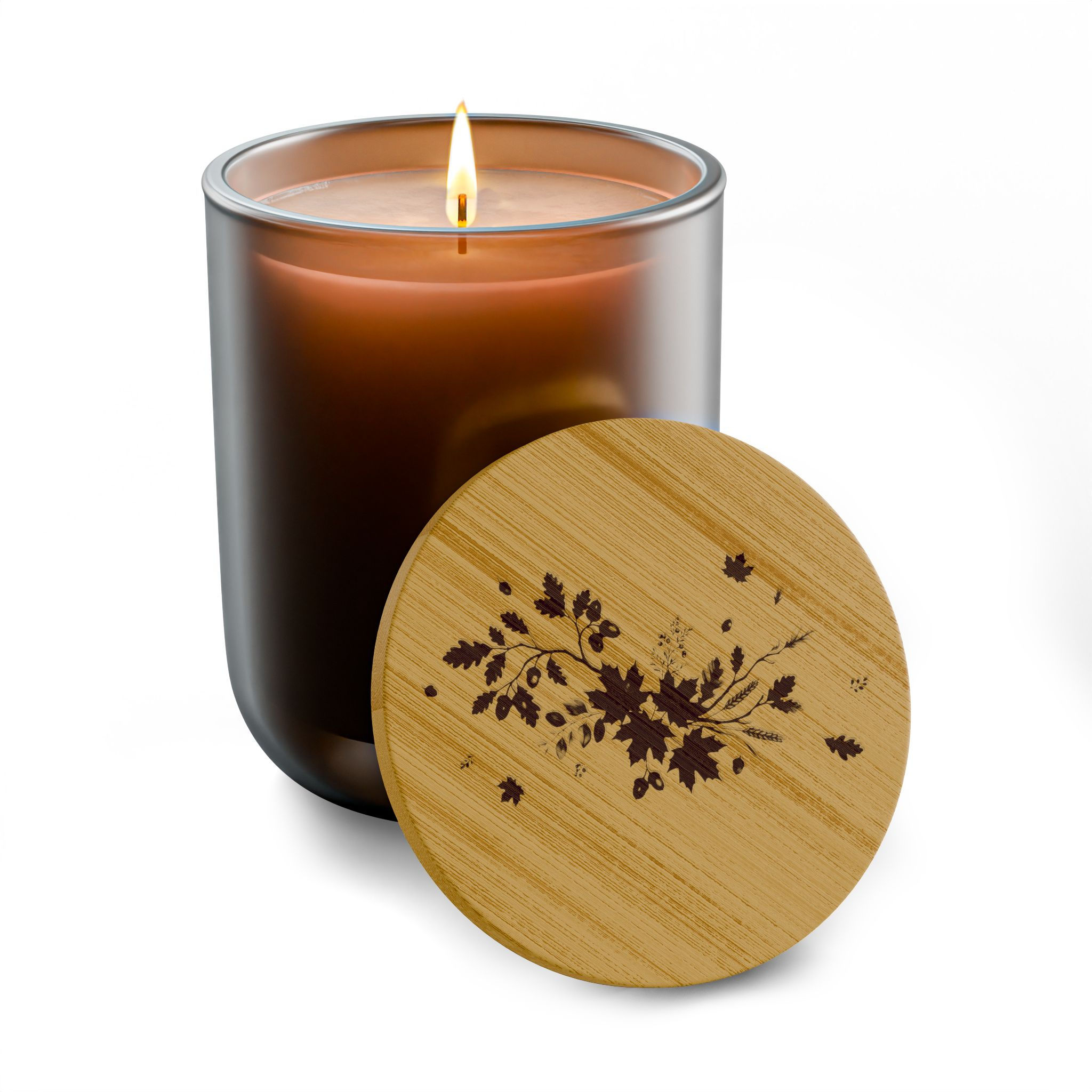 Autumn Leaves Engraved Candle